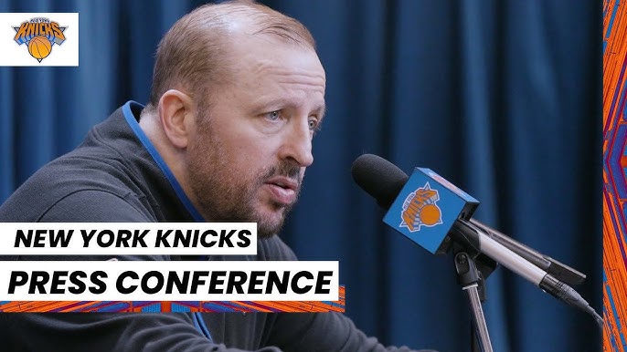 tom thibodeau giving a press conference